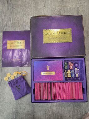 Wonka Golden Ticket Board Game Ages 10+ Complete Set With Pieces Purple Box